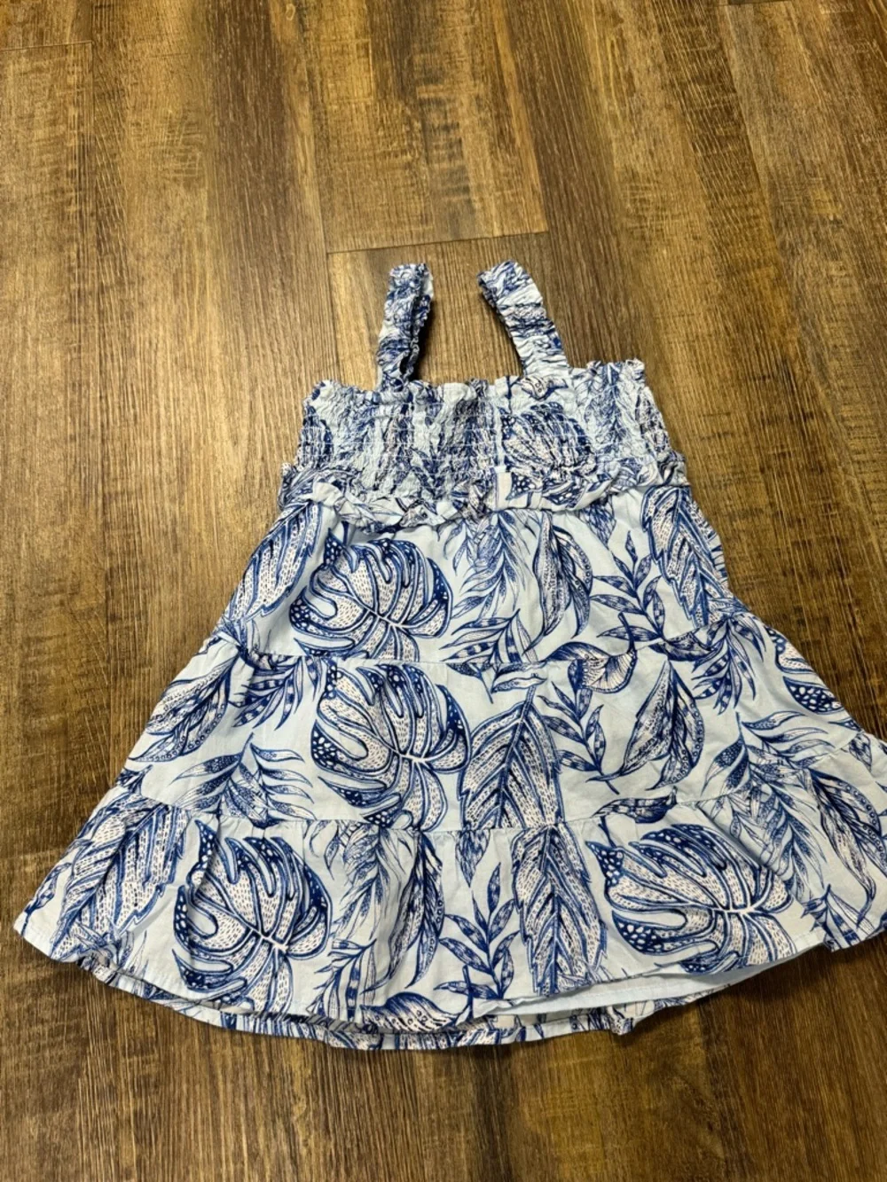 Blue and White Leaf Print Sundress The Children’s Place 100% Cotton Girls 2T - Picture 6 of 13